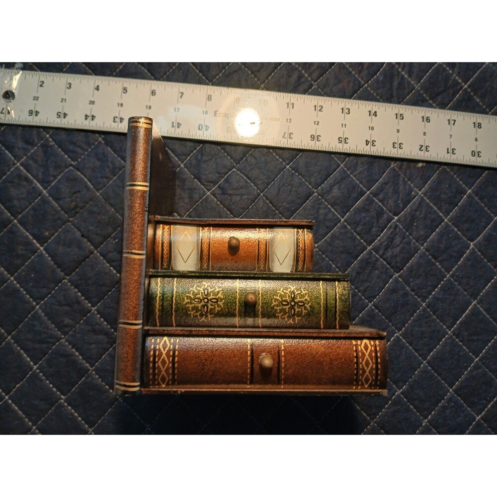 Wooden Painted Bookend With 3 Built In Drawers, In Excellent Condition